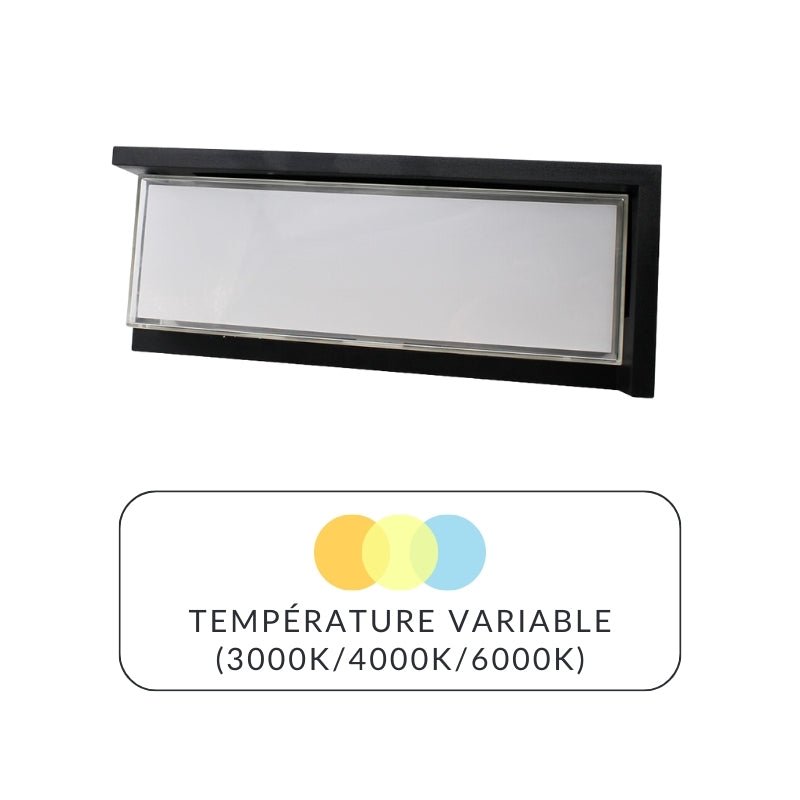 Applique LED Murale Extérieure Noire 24W Température de Lumière Variable - 3000K/4000K/6000K - Silamp France