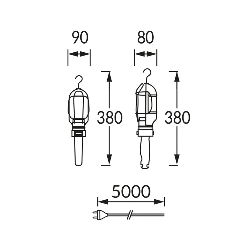 Baladeuse Métal avec Douille E27 Câble 5m - Silamp France