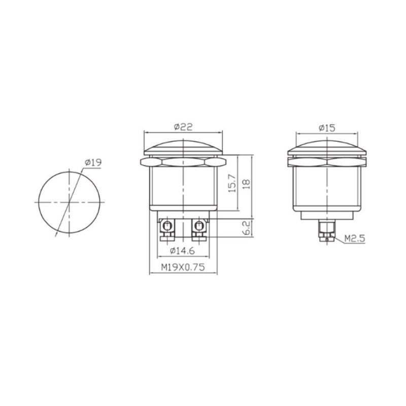 Bouton Poussoir Métallique 2A 250V Chrome - Silamp France