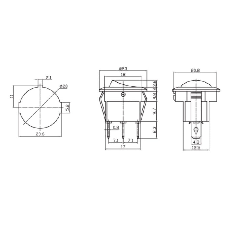 Interrupteur Rond Encastrable 6,5A NOIR - Silamp France