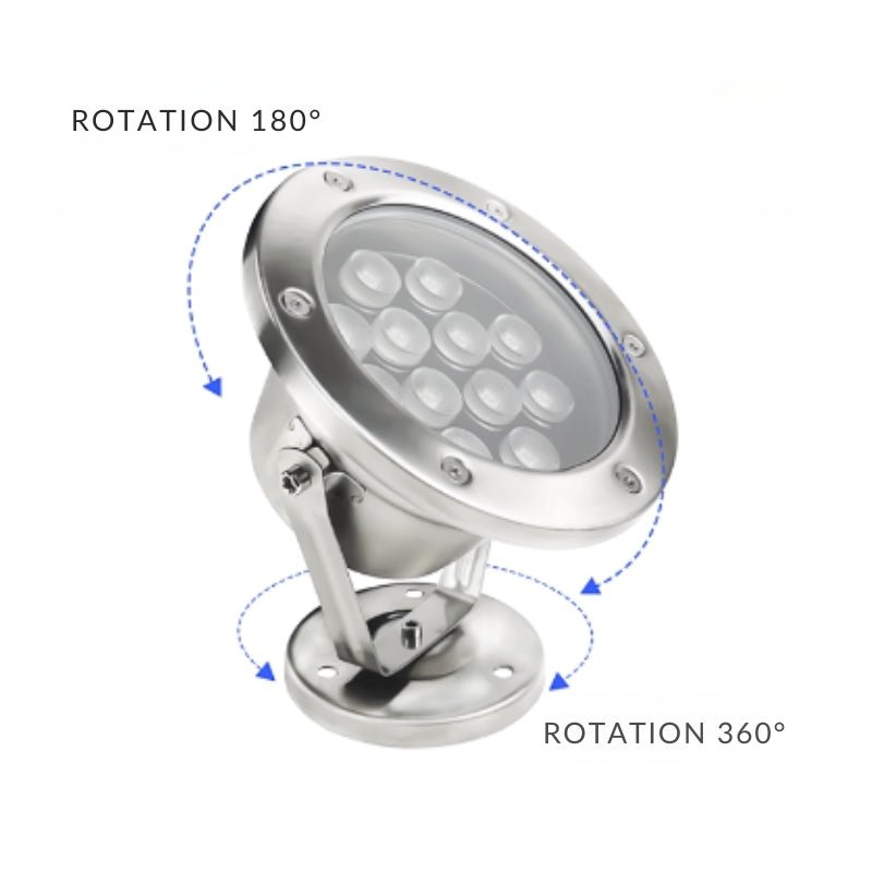 Lampe de Piscine 12W Submersible Acier Inoxydable IP68 DC24V - Silamp France