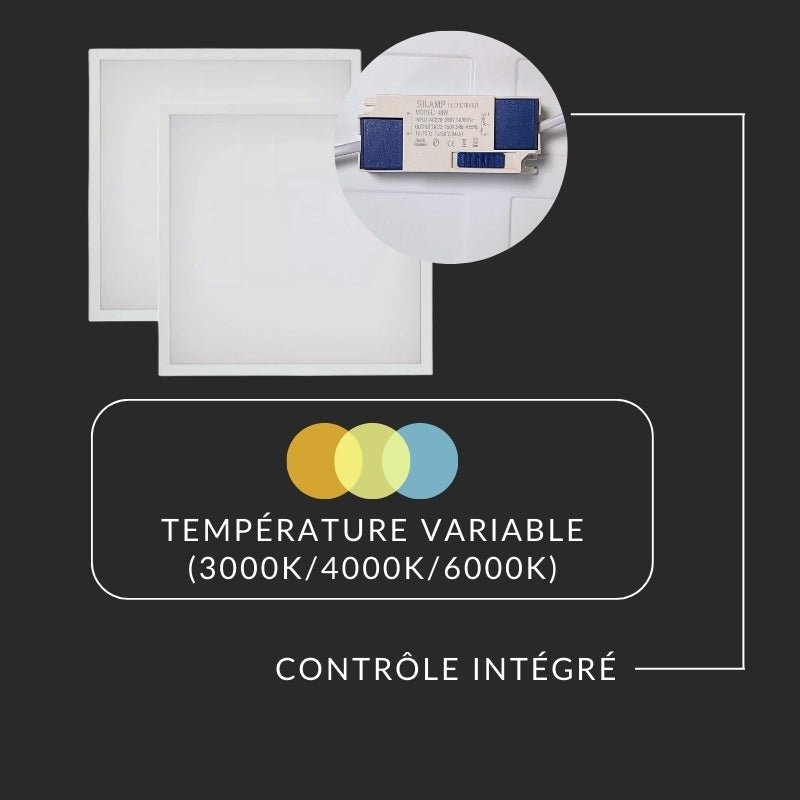 Panneau LED CCT 60x60cm BLANC 48W - 3000K/4000K/6000K (Pack de 2) - Silamp France