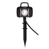 Prise de Jardin Noir avec Piquet de Terre IP44 2 Prises avec Timer Intégré