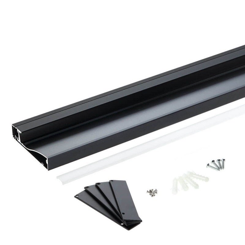 Profilé Aluminium Plinthe Couleur Noir 2M pour Ruban LED 10mm - Silamp France