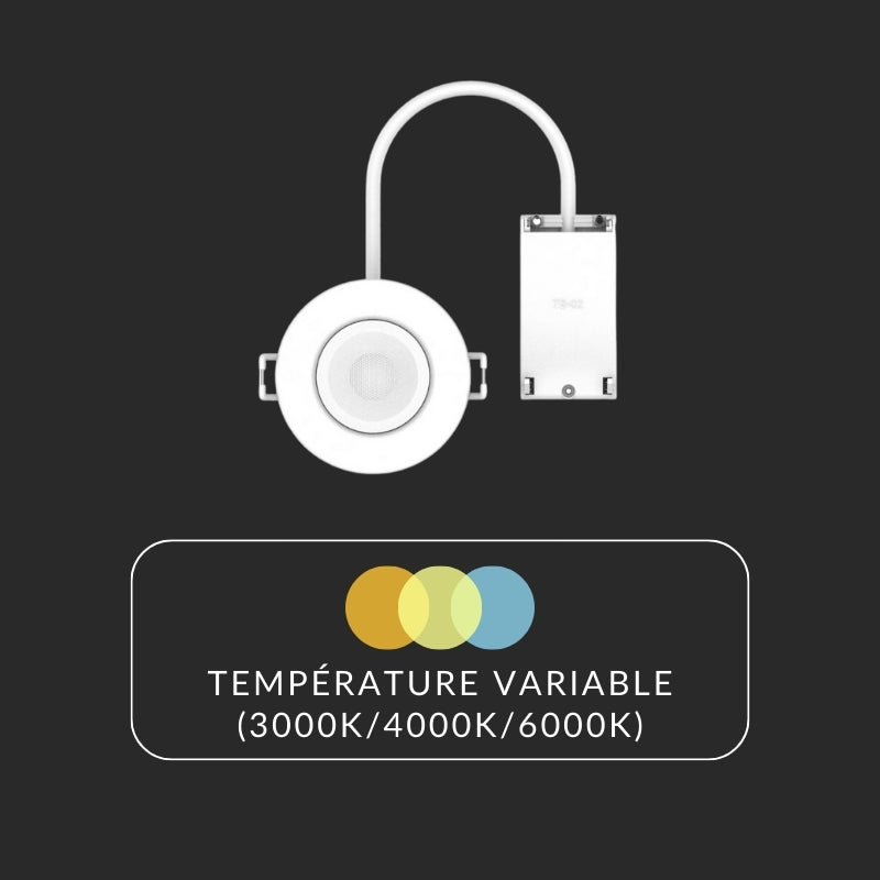 Spot Encastrable 6W Dimmable CCT IP65 BLANC - 3000K/4000K/6500K - Silamp France