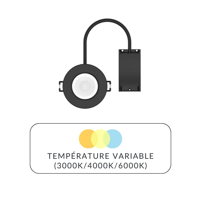 Spot Encastrable 6W Dimmable CCT IP65 NOIR - 3000K/4000K/6500K - Silamp France