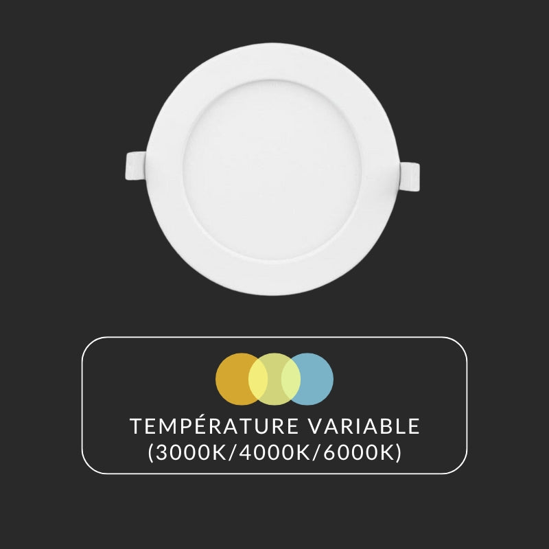 Spot LED Rond Extra Plat 20W Ø220mm Dimmable Température Variable - 3000K/4000K/6500K - Silamp France