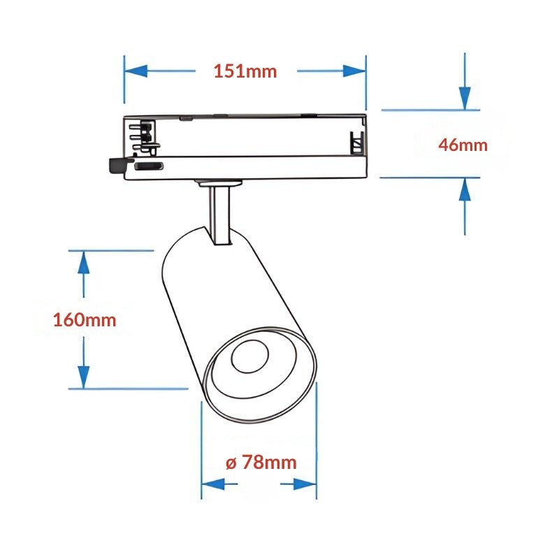 Spot LED sur Rail COB Triphasé 30W 36° Blanc - Garantie 5 ans - Silamp France