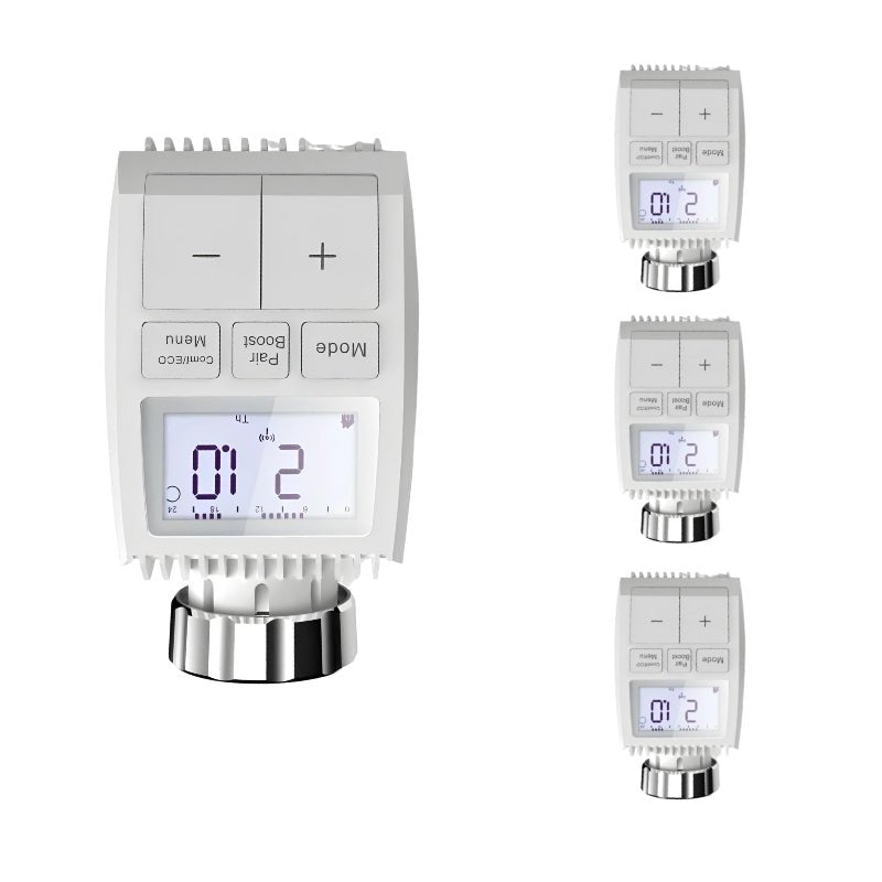 Tête Thermostatique Connectée ZigBee Universelle avec Ecran LCD (Lot de 4) - Silamp France