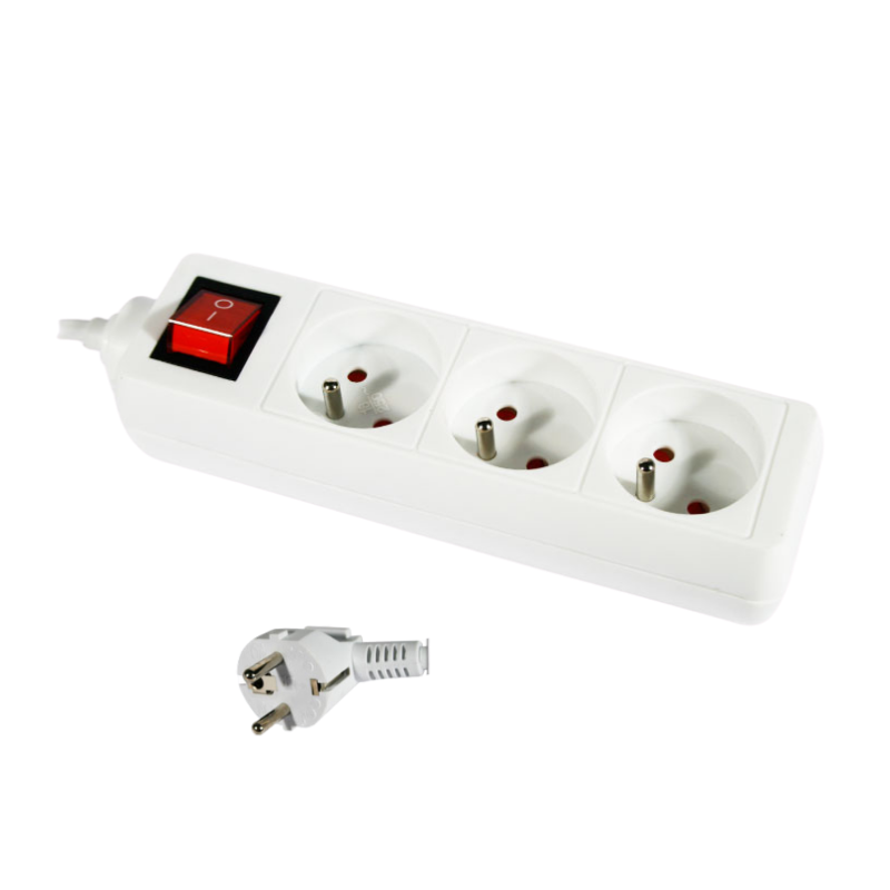 Prise électrique + 2 ports USB intégré - Boîtier saillie - 2.1 A Max - Blanc