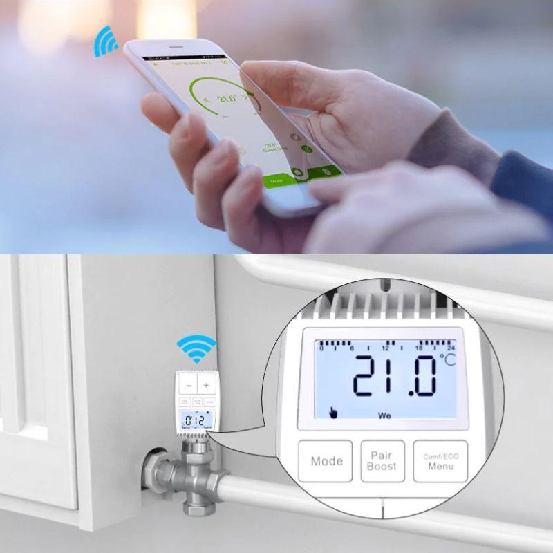 Kit de 2 Têtes Thermostatiques Connectées Universelle avec Ecran LCD + Passerelle ZigBee - Silamp France