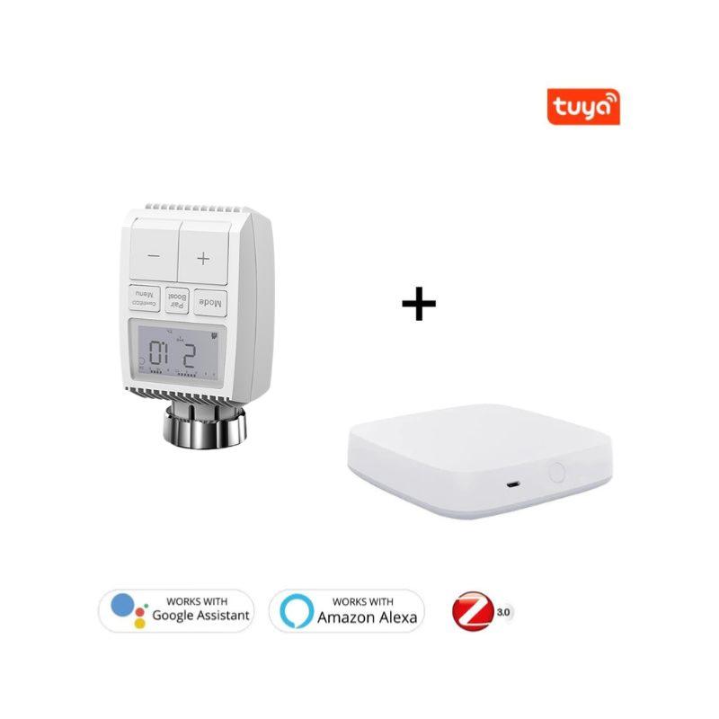 Kit de 2 Têtes Thermostatiques Connectées Universelle avec Ecran LCD + Passerelle ZigBee - Silamp France