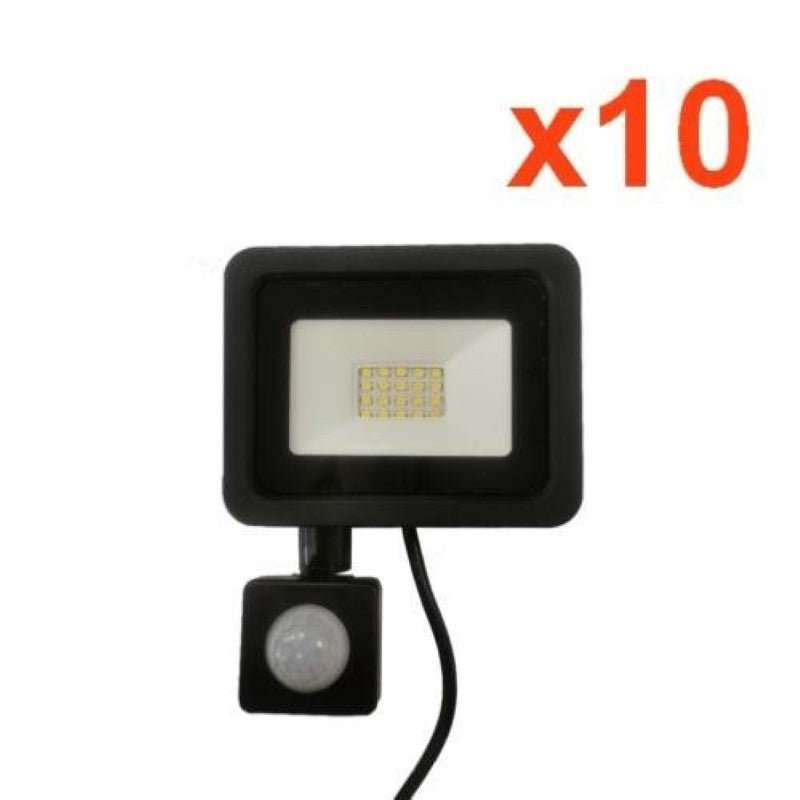 Projecteur LED 30W Détecteur de Mouvement Crépusculaire Extra Plat IP65 NOIR (Pack de 10) - Silamp France