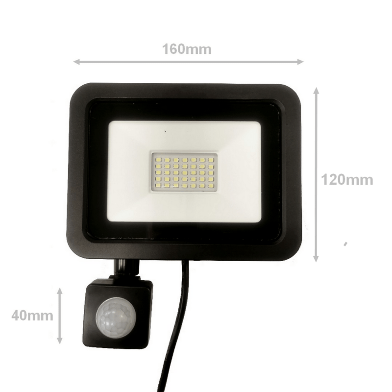 Projecteur LED 30W Détecteur de Mouvement Crépusculaire Extra Plat IP65 NOIR (Pack de 10) - Silamp France