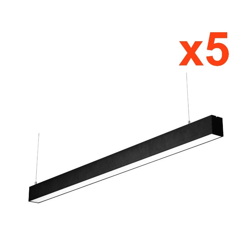 Réglette Suspendue LED Large 120cm 35W Noir (Lot de 5) - Silamp France