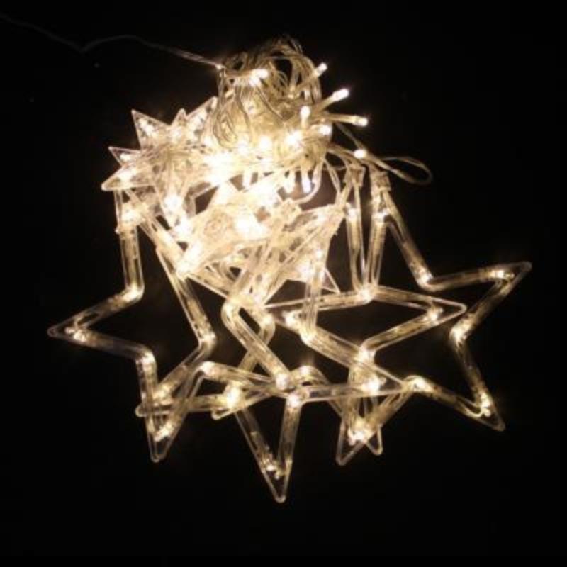 Guirlande Lumineuse 30 Étoiles LED Blanc Chaud sur Câble Transparent –
